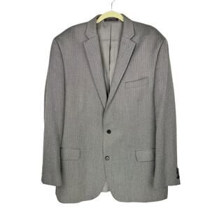 Michael Michael Kors Gray Herringbone Lined Rayon Single Breasted Blazer 46L